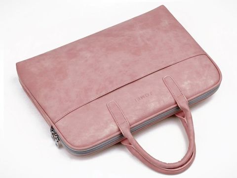 Kožená taška J.QMEI pouzdro na notebook 15" pro MacBook Air / Pro Pink