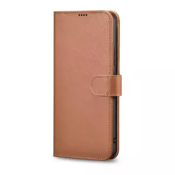 Kožené pouzdro na peněženku iCarer Haitang Kožené pouzdro pro Samsung Galaxy S22 (S22 Plus) Kryt pouzdra na peněženku Hnědý (AKSM05BN)