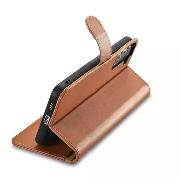 Kožené pouzdro na peněženku iCarer Haitang Kožené pouzdro pro Samsung Galaxy S22 (S22 Plus) Kryt pouzdra na peněženku Hnědý (AKSM05BN)