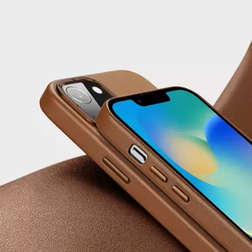 Kožený kryt Dux Ducis Grit pro iPhone 14 Elegantní kryt z umělé kůže (kompatibilní s MagSafe) hnědý