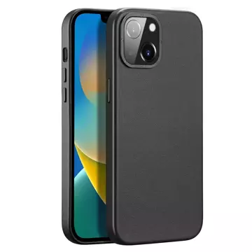 Kožený kryt Dux Ducis Grit pro iPhone 14 Plus Elegantní PU kožený kryt (kompatibilní s MagSafe) černý