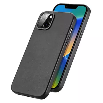 Kožený kryt Dux Ducis Grit pro iPhone 14 Plus Elegantní PU kožený kryt (kompatibilní s MagSafe) černý