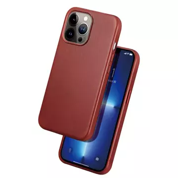 Kožený kryt Dux Ducis Naples pro iPhone 13 Pro Max (kompatibilní s MagSafe) červený