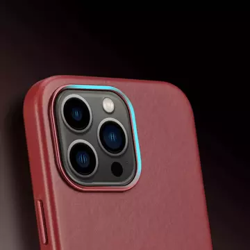Kožený kryt Dux Ducis Naples pro iPhone 13 Pro (kompatibilní s MagSafe) červený