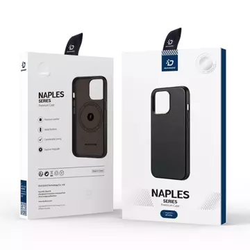 Kožený kryt Dux Ducis Naples pro iPhone 14 Pro (kompatibilní s MagSafe) tmavě hnědý