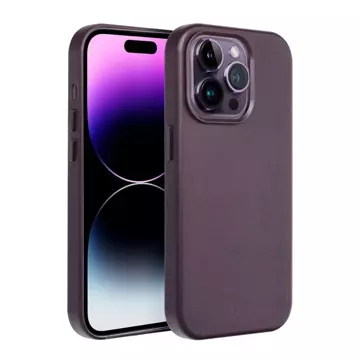 Kožený kryt Mag pro IPHONE 14 PRO tmavě fialový