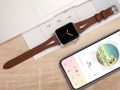 Kožený řemínek Alogický kožený řemínek pro Apple Watch 42/44/45 / 49 mm hnědý