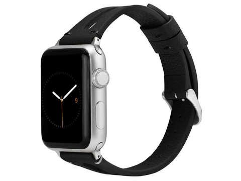 Kožený řemínek Alogy kůže pro Apple Watch 42/44/45 / 49 mm černý