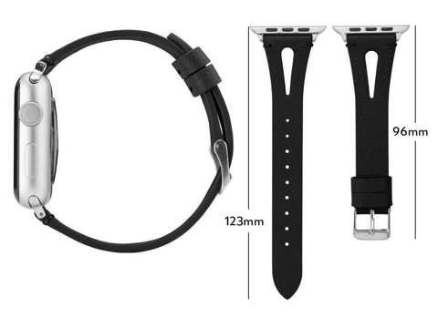 Kožený řemínek Alogy kůže pro Apple Watch 42/44/45 / 49 mm černý