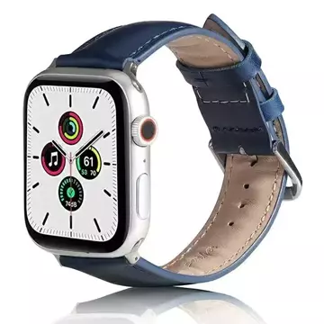 Kožený řemínek na chytré hodinky Beline pro Apple Watch 42/44/45/49 mm modrá/modrá