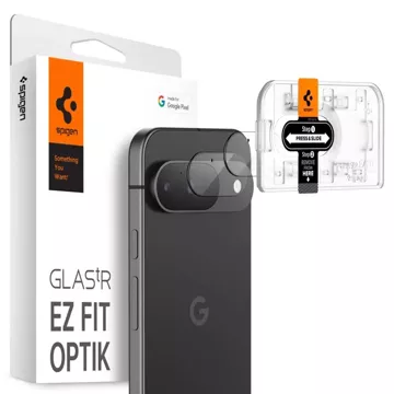 Kryt fotoaparátu z tvrzeného skla Spigen Optik.Tr „EZ Fit“ Ochranný kryt fotoaparátu 2 balení Google Pixel 9 Crystal Clear.