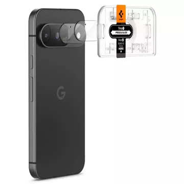 Kryt fotoaparátu z tvrzeného skla Spigen Optik.Tr „EZ Fit“ Ochranný kryt fotoaparátu 2 balení Google Pixel 9 Crystal Clear.