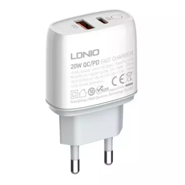 LDNIO A2424C USB nástěnná nabíječka, USB-C 20W kabel USB-C – Lightning