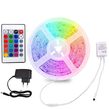 LED pásek 5m RGB barevný voděodolný zdroj barevného světla a dálkové ovládání 300 SMD 2835