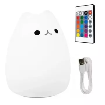 LED silikonová noční lampa pro děti 16 barev Dálkové ovládání Lamp Kitten cat