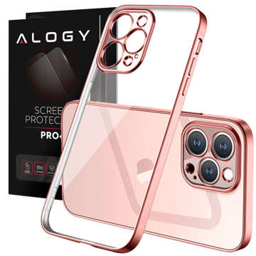 Luxusní pouzdro Alogy TPU s ochranou fotoaparátu pro Apple iPhone 12 Pro Pink Clear Glass