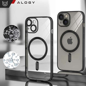 MagSafe Case pro iPhone 15 Plus Glamour Luxury Cover Slim Ring Alogy Black Transparent Glass