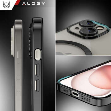 MagSafe Case pro iPhone 15 Plus Glamour Luxury Cover Slim Ring Alogy Black Transparent Glass