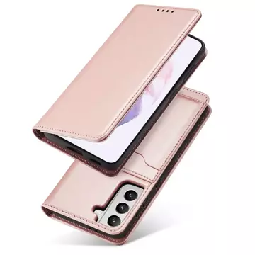 Magnet Card Case Case pro Samsung Galaxy S22 Pouch Wallet Card Holder Pink