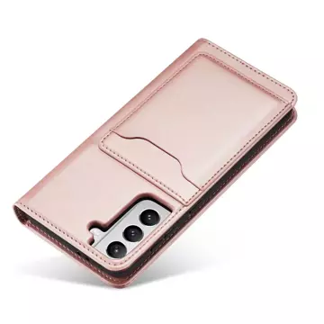 Magnet Card Case Case pro Samsung Galaxy S22 Pouch Wallet Card Holder Pink