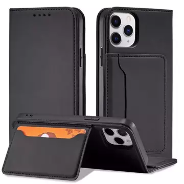 Magnet Card Case pro iPhone 12 krycí stojánek na peněženku na karty černý