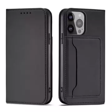 Magnet Card Case pro iPhone 13 kryt peněženka stojánek na karty černý