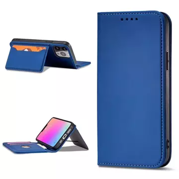 Magnet Card Case pro iPhone 13 obal na karty peněženka stojánek na karty modrý