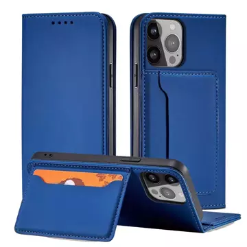 Magnet Card Case pro iPhone 13 obal na karty peněženka stojánek na karty modrý