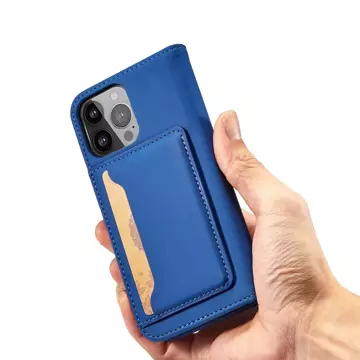 Magnet Card Case pro iPhone 13 obal na karty peněženka stojánek na karty modrý