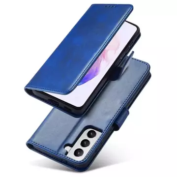 Magnet Case elegantní kryt pouzdra s funkcí chlopně a stojánku pro Samsung Galaxy S22 (S22 Plus) modrý