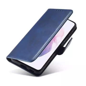 Magnet Case elegantní kryt pouzdra s funkcí chlopně a stojánku pro Samsung Galaxy S22 (S22 Plus) modrý