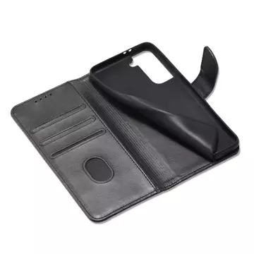 Magnet Case elegantní kryt pouzdra s funkcí chlopně a stojánku pro Samsung Galaxy S22 Ultra černý