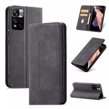 Magnet Fancy Case Case pro Xiaomi Redmi Note 11 Pro Pouch Card Wallet Card Holder Black