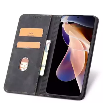 Magnet Fancy Case Case pro Xiaomi Redmi Note 11 Pro Pouch Card Wallet Card Holder Black