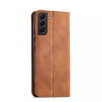 Magnet Fancy Case Cover pro Samsung Galaxy S22 (S22 Plus) Pouch Peněženka Držák karet Hnědý