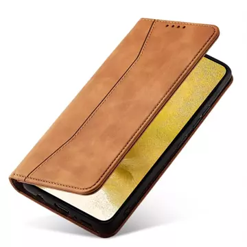 Magnet Fancy Case Cover pro Samsung Galaxy S22 (S22 Plus) Pouch Peněženka Držák karet Hnědý