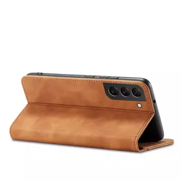 Magnet Fancy Case Cover pro Samsung Galaxy S22 (S22 Plus) Pouch Peněženka Držák karet Hnědý