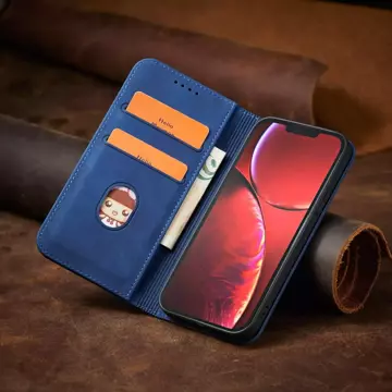 Magnet Fancy Case pro iPhone 13 Pro kryt peněženky stojánek na karty modrý