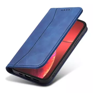 Magnet Fancy Case pro iPhone 13 Pro kryt peněženky stojánek na karty modrý