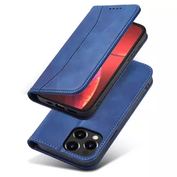 Magnet Fancy Case pro iPhone 13 Pro kryt peněženky stojánek na karty modrý