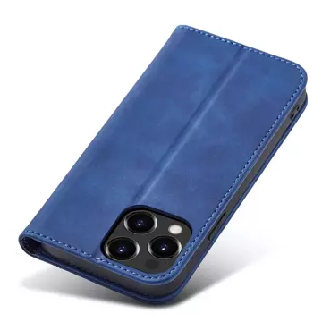 Magnet Fancy Case pro iPhone 13 Pro kryt peněženky stojánek na karty modrý