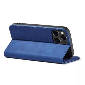 Magnet Fancy Case pro iPhone 13 Pro kryt peněženky stojánek na karty modrý