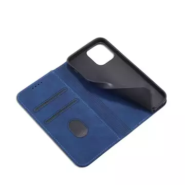 Magnet Fancy Case pro iPhone 13 Pro kryt peněženky stojánek na karty modrý