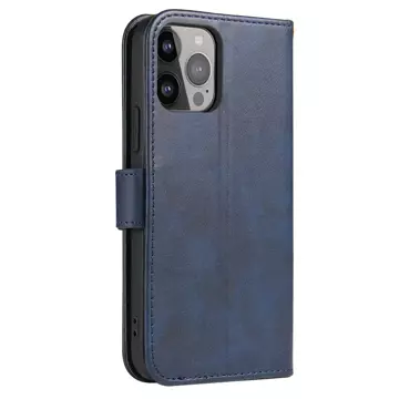 Magnet Phone Case pro iPhone 14 Pro elegantní kryt pouzdra s odklápěcím krytem a funkcí stojánku modrý