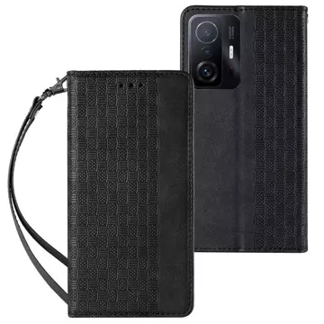 Magnet Strap Case Case pro Xiaomi Redmi Note 11 Pouch Wallet Mini Lanyard Pendant Black