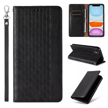 Magnet Strap Case Case pro iPhone 12 Pouch Wallet Mini Lanyard Pendant Black