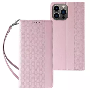 Magnet Strap Case Case pro iPhone 13 Pro Pouch Wallet Mini Lanyard Pendant Pink