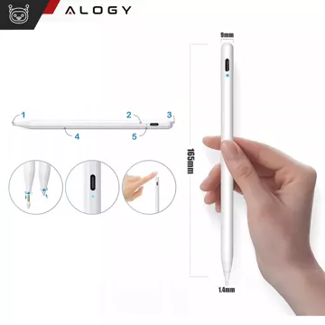 Magnetické pero Alogy pro poznámkové a skicovací pero pro Apple iPad Pro/ Air/ Mini White