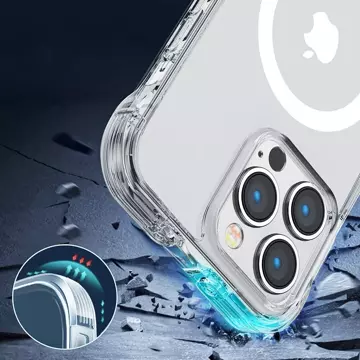 Magnetické pouzdro Joyroom Magnetic Defender pro iPhone 14 Pancéřové pouzdro s háčky Stojánek průhledný (kompatibilní s MagSafe)