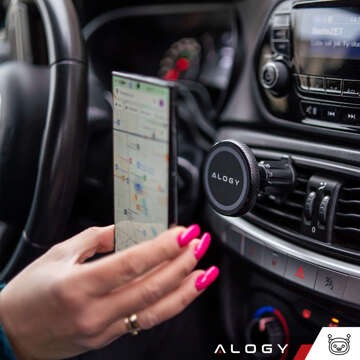 Magnetický držák telefonu do auta, okno, mřížka, kokpit, palubní deska, auto, telefon, Alogy Black Organizer